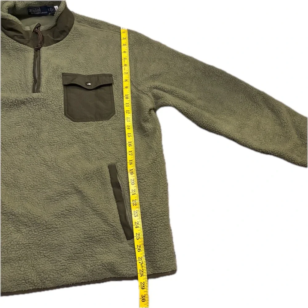 Polo Ralph Lauren Men XL Olive Hybrid High Pile Fleece Quarter Zip Pullover